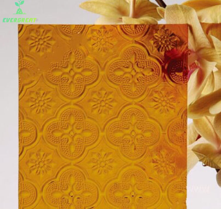 Amber Flora Patterned Glass